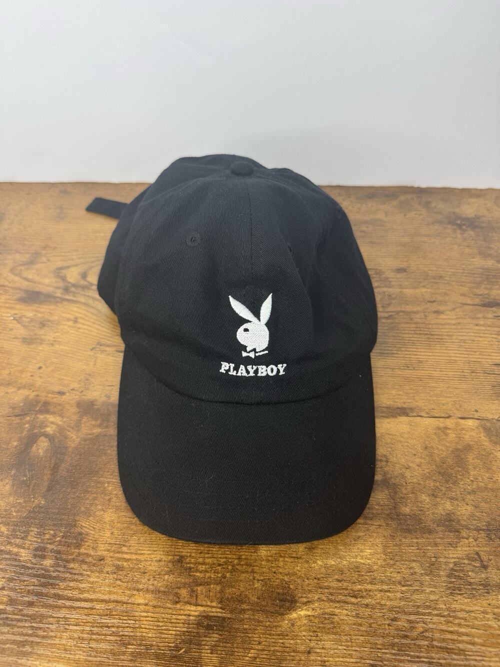 Playboy Bunny Logo Hat Black White Embroidered Adjustable Strapback Dad Cap